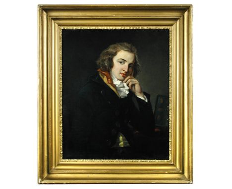 Follower of François-Xavier Fabre (French, 1766-1837) Portrait of a gentleman with a collection of cameos beside him oil on c