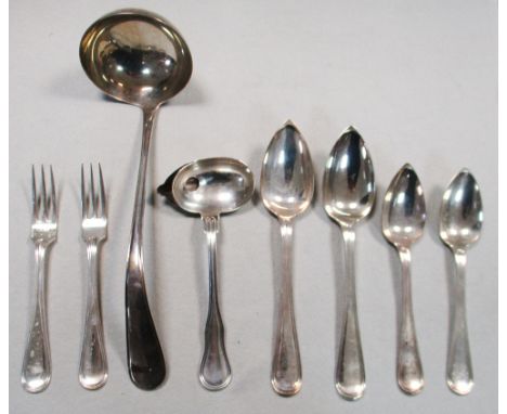 A Dutch matched silver service of cutlery, comprising twenty table forks, twenty one dessert forks, sixteen table spoons, twe