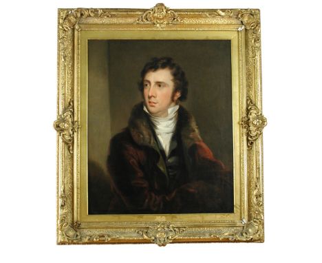 Sir Martin Archer Shee, PRA (Irish, 1769-1850) Portrait of a gentleman, in a fur-lined red jacket oil on canvas 75 x 62cm (29