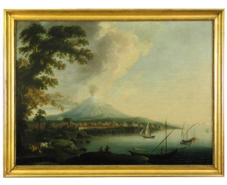 Anglo-French School, circa 1800  A View of a coastal town in the Caribbean, most probably Fort-de-France and Saint Pierre on 