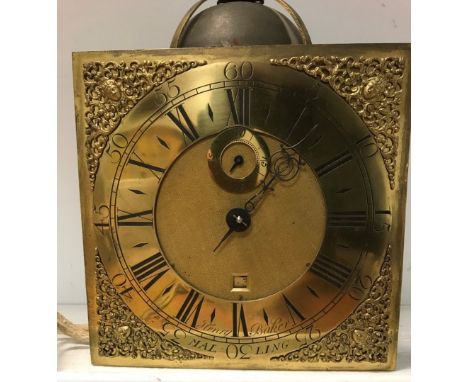 An early 18th century lantern clock, adapted for a longcase, converted to anchor escapement and with associated 11inch square