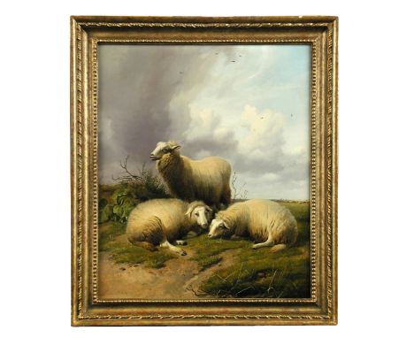 Thomas Sidney Cooper, RA (British, 1803-1902) Sheep in a landscape signed and dated lower left "T Sidney Cooper 1880" oil on 