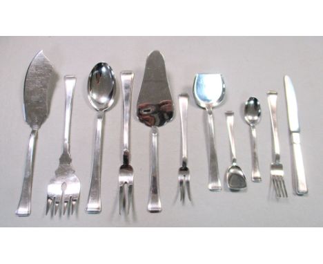 An extensive Czechoslovakian silver canteen of cutlery for twelve, 800 standard with mid 20th century export marks, comprisin