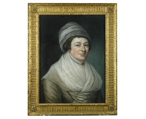 Samuel Cotes (British, 1734-1818) Portrait of Mrs Mary Knowles, a Quakeress signed "S Cotes px. 1797" to the right of the sit