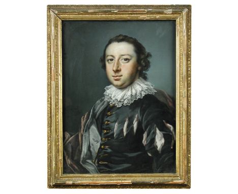 Francis Cotes RA (British, 1726-1770) Portrait of a gentleman in Van Dyck dress signed centre left "F Cotes pinxit" and is do