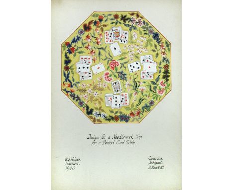 § Wilfred Stanley Haines (British, 1905-1944) Design for a Needlework Top for a Period Card Table, signed lower left "W S Hai