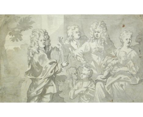 Attributed to George Knapton (British, 1698-1778) A Study of the Marlborough family, pencil and grey wash, 18 x 29 cm (7 x 11