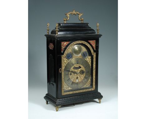 Johann Georg Ploninger, Wienn, an 18th century bracket clock, the ebonised case with carrying handle and gilt dial with silve