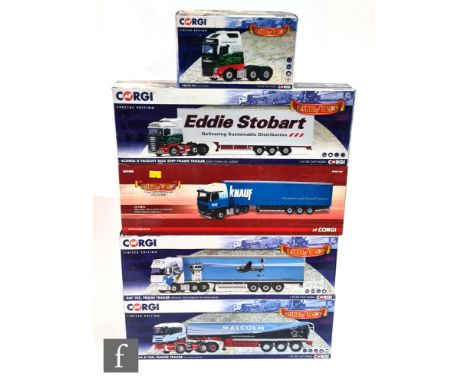 Five Corgi Hauliers of Renown 1:50 scale diecast models, CC13762 WH Malcolm Scania R Fuel Tanker Trailer, CC14122 Freshlinc D