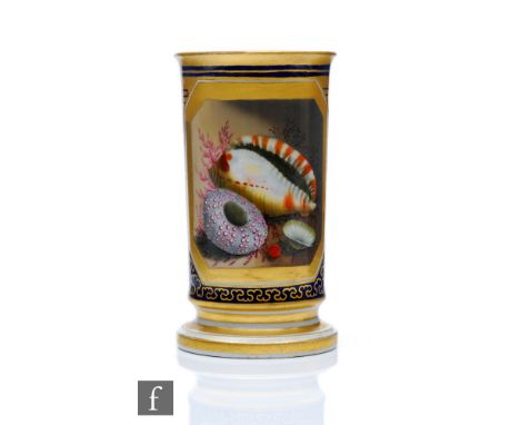 An early 19th Century Barr Flight &amp; Barr Royal Porcelain Works Worcester spill vase decorated with a gilt framed hand pai