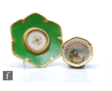 A small 19th Century Flight Barr &amp; Barr Royal Porcelain Works Worcester bowl on stand, the bowl decorated to the centre w