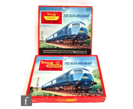 Two OO gauge Triang Hornby The Blue Pullman train sets, first in square box, the other in later rectangular box. (2) 