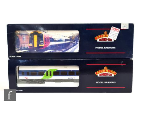 Two OO gauge Bachmann 3 car DMUs, 31-027 166 Turbo First Great Western / Link, and 31-514 159 Southwest Trains, both boxed. (
