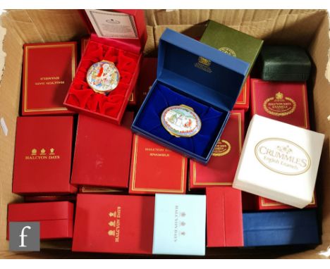 A collection of twenty nine Halcyon day enamel boxes with certificates and two others (boxed). 
