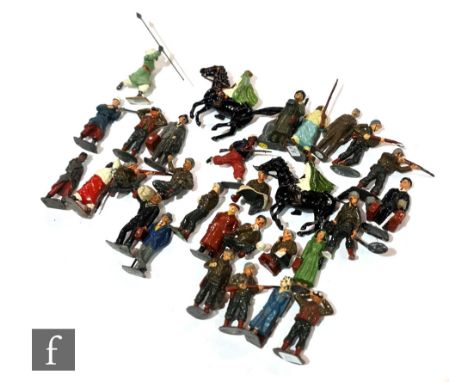 A collection of assorted toy soldiers and civilian figures, to include fourteen Timpo hollowcast lead toy soldiers, mostly US
