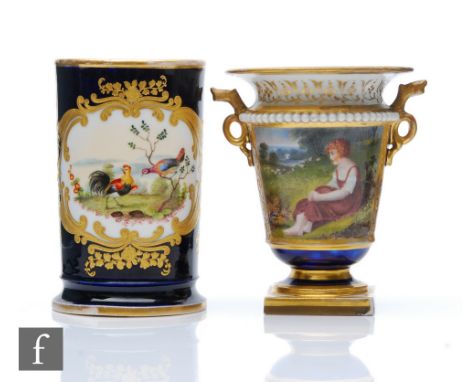 A 19th Century Flight Barr &amp; Barr Worcester twin handled vase titled&nbsp;A Fern Cutters Child with a hand painted portra