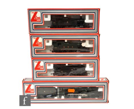 Four OO gauge Lima locomotives, comprising 205103MW 4-6-0 GWR green 'King George V', 205118MWG 0-6-0T BR black 9420, 205111MW