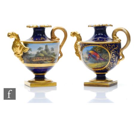 Two 19th Century Flight Barr &amp; Barr Worcester decorative rosewater sprinklers, the first decorated with a hand painted vi