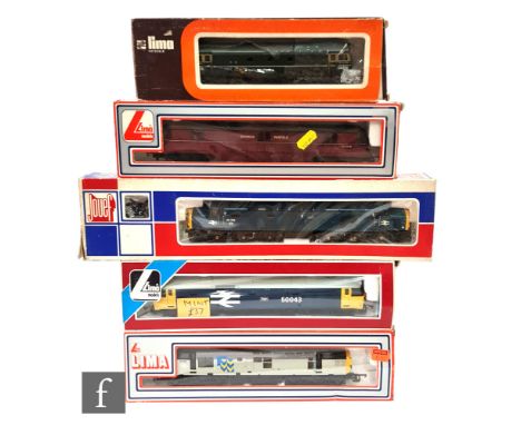 Five OO gauge Lima and Jouef diesel locomotives, Jouef 8912 Class 40 BR blue 40 026, Lima 205144 BR maroon Express Parcels Ra