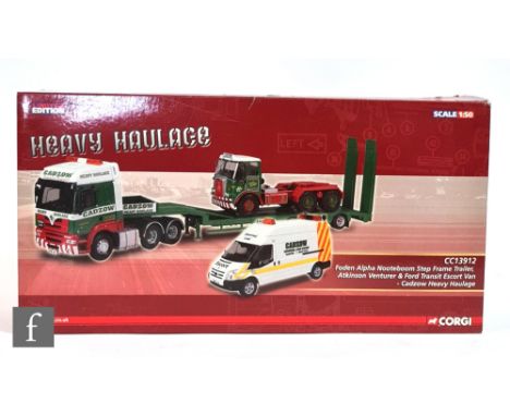 A Corgi CC13912 Heavy Haulage 1:50 scale Cadzow Heavy Haulage Foden Alpha Nooteboom Step Frame Trailer, Atkinson Venturer &am