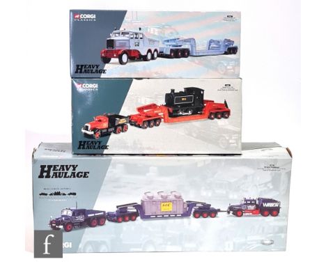 Three Corgi Heavy Haulage 1:50 scale diecast model sets, 17601 Hills of Botley Scammell Constructor and 24 Wheel Low Loader, 