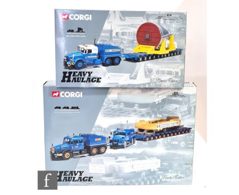 Two Corgi Heavy Haulage 1:50 scale diecast model sets, 18001 Econofreight Heavy Transport Scammell Contractor with Nicolas Bo