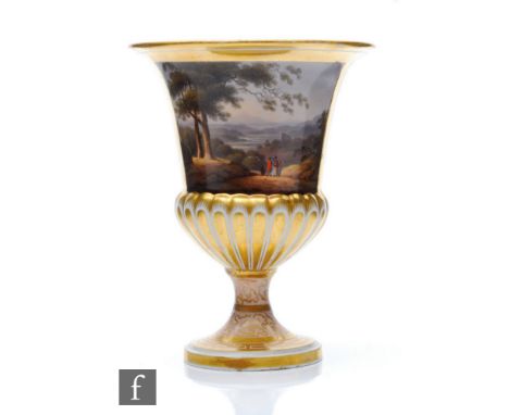 A 19th Century Barr, Flight &amp; Barr, Worcester urn shaped vase decorated with a hand painted named landscape view On the R