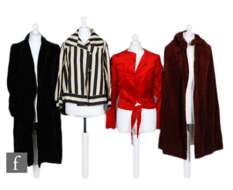 Eight assorted ladies vintage garments, to include a 1960s white blouse with ruffle details to the front and sleeves, approxi