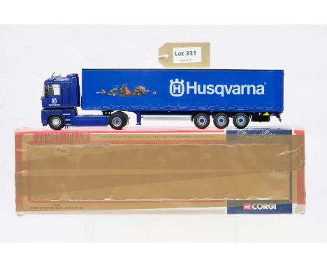 Manufacturer  - Universal Hobbies | Description - Renault Magnum Curtainside Trailer - Husqvarna | Stock Code - ? | Notes - I