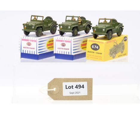 Manufacturer  - Dinky | Description - 3 x Austin Champ | Stock Code - 674 | Notes - Boxed| Scale -  | Certificate - No