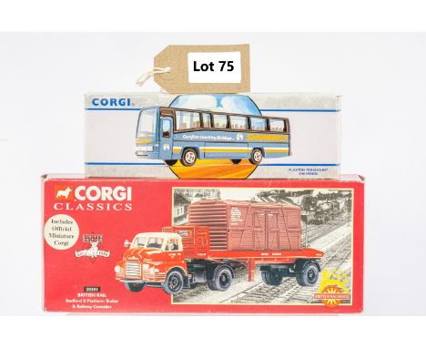 Manufacturer  - Corgi | Description - Bedford S Platform Trailer &amp; Railway Contailer - British Rail / Plaxton Paramount -