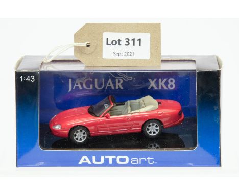 Manufacturer  - Autoart | Description - Jaguar XK8 Blue Cabrie Pheonix Red | Stock Code - 53711 | Notes - None| Scale - 1:43 