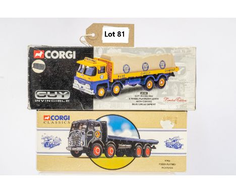 Manufacturer  - Corgi | Description - Foden Flatbed - Pickfords / Guy Invincible 8 Wheel Platform Lorry - Blue Circle Cement 