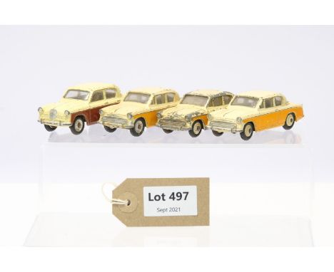 Manufacturer  - Dinky | Description - 3 x 166 Sunbeam Rapier &amp; 1 x 168 Singer Gazelle | Stock Code - 166 &amp; 168 | Note