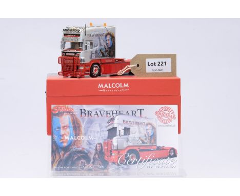 Manufacturer  - Tekno | Description - Scania R-series Longline - W.H. Malcolm Braveheart | Stock Code - 70776 | Notes - None|