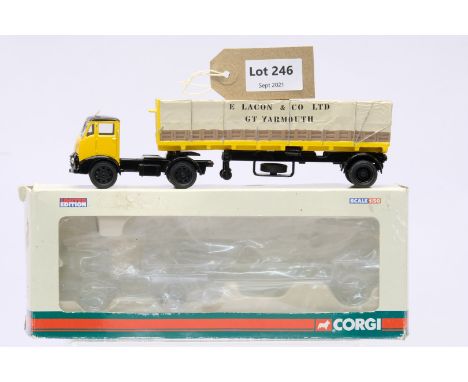 Manufacturer  - Corgi | Description - Morris Platform Trailer &amp; Sheeted Crates Load - E Lacon &amp; Son Ltd | Stock Code 