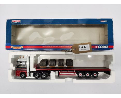 Manufacturer  - Corgi | Description - Mercedes Benz Actros Flatbed Trailer &amp; Load - Maurice Hill Transport LTD | Stock Co