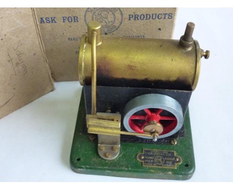 SIGNALLING EQUIPMENT LTD. JUNIOR STATIONERY ENGINE WITH HORIZONTAL BOILER, SINGLE CYLINDER AND FLY WHEEL IN ORIGINAL BOX