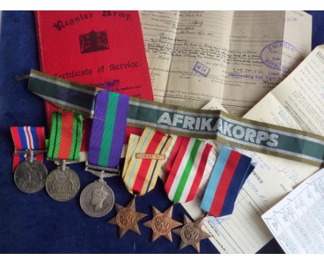 MILITARY MEDAL GROUP TO 809180 SGT AE PRESTON RA : GSM PALESTINE BAR 1945-48, 39-45 STAR, AFRICA STAR 1ST ARMY BAR, DEFENCE M