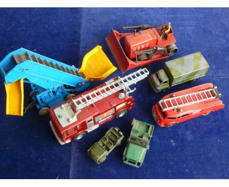 DINKY TOY COLLECTION : ALL U/B 964 ELEVATOR, 285 MERRYWEATHER FIRE ENGINE, 955 FIRE TENDER, BLAW KNOW A/F, 25Y JEEP, 674 AUST
