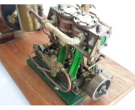 STUART TURNER MARINE COMPOUND TWIN VERTICAL LIVE STEAM ENGINE FITTED WITH REVERSING GEAR