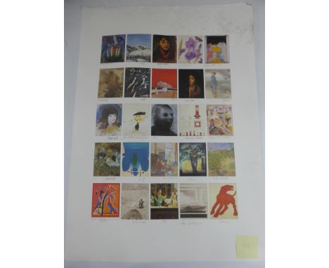 'FOUNDERS PRINT' LARGE LITHOGRAPH WITH 25 POSTCARD SIZE IMAGES EACH SIGNED BY ARTISTS INC. SONIA LAWSON, JOHN WRAGG, ELIZABET