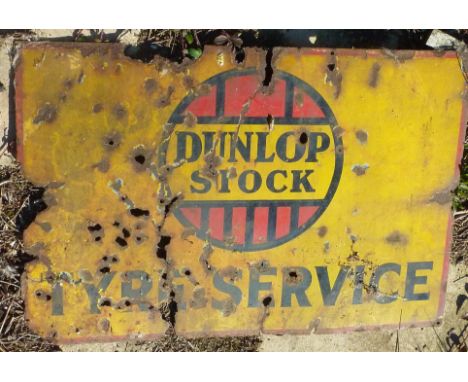 ENAMEL ADVERTISING SIGN DUNLOP STOCK TYRE SERVICE