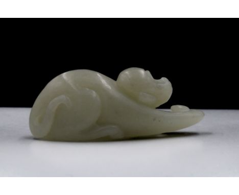 A Chinese Jade Hand Carved Figure of a Monkey.L: Approximately 6cm 