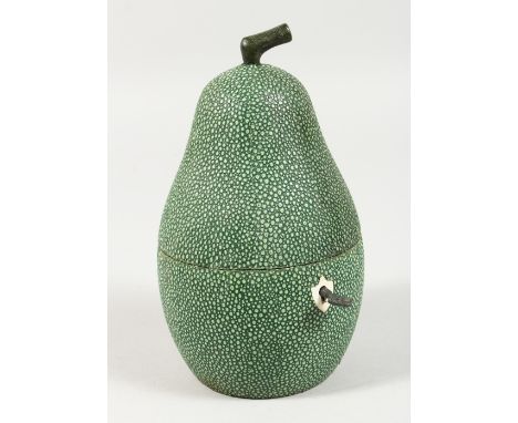 A SHAGREEN STYLE PEAR SHAPED TEA CADDY. 7ins high.
