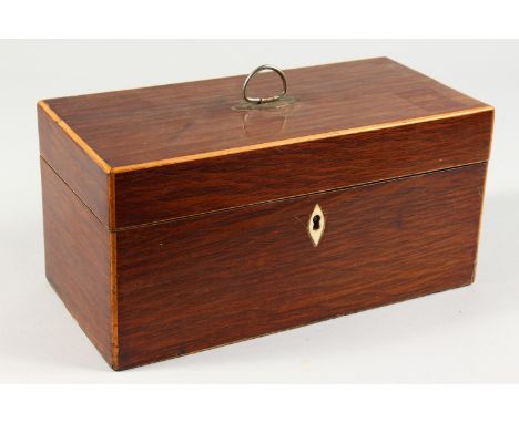 A 19TH CENTURY PARTRIDGE WOOD RECTANGULAR TEA CADDY. 12ins wide.