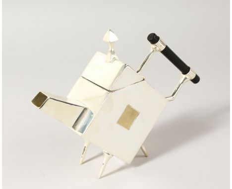 A CHRISTOPER DRESSER STYLE DIAMOND SHAPED TEAPOT.