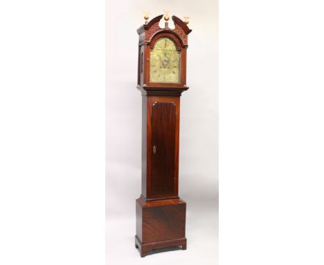 A GEORGE III MAHOGANY LONGCASE CLOCK, with eight-day movement, by John Jeffray, Glasgow, the arched brass dial with strike/si