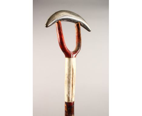 A THUMB STICK, with horn handle. 51.5ins long.