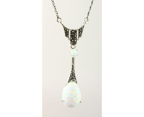 A GILSON OPAL PENDANT ON CHAIN.